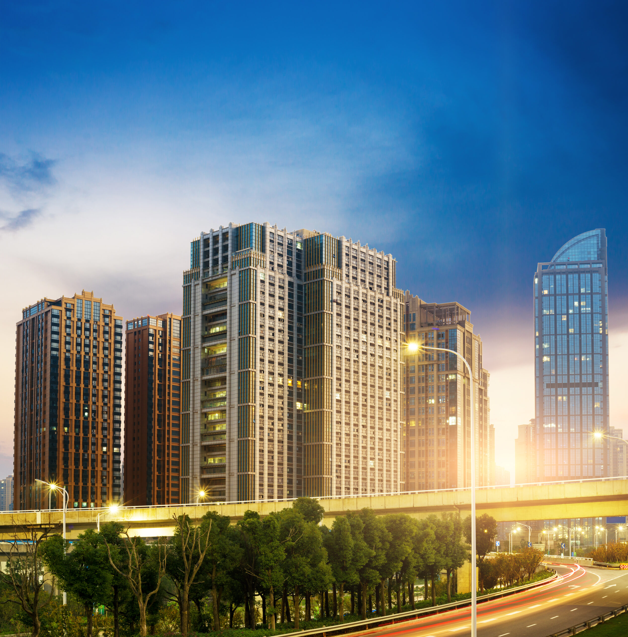 Hangzhou, Zhejiang, China, leisure and high-rise buildings of the public.